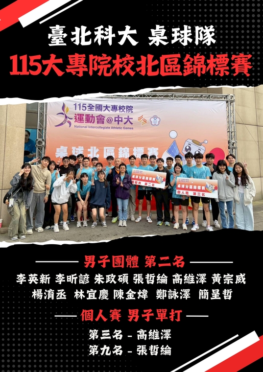 115大專院校桌球隊北區錦標賽圖片